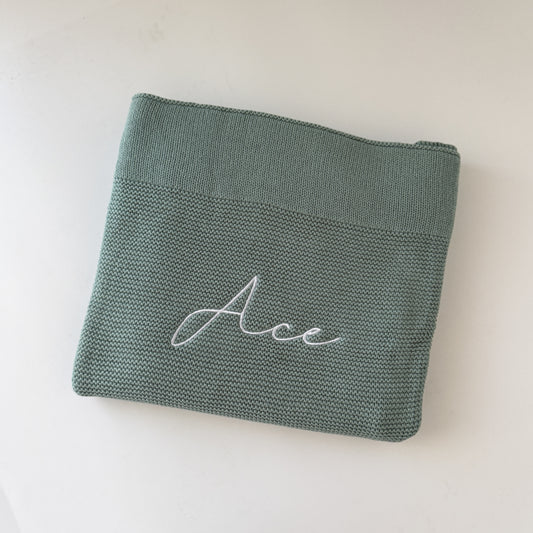 Knitted Blanket - Teal