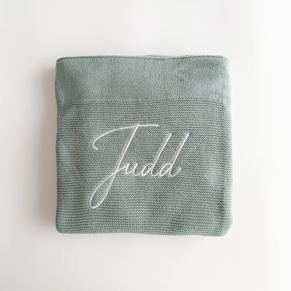 Knitted Blanket - Teal image 1