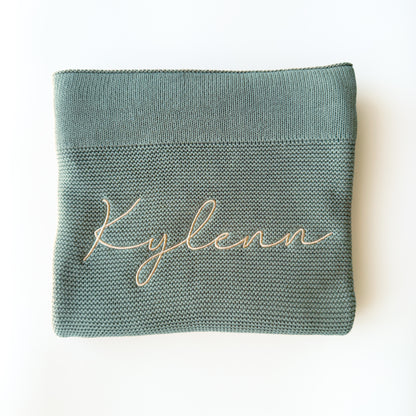 Knitted Blanket - Teal image 2